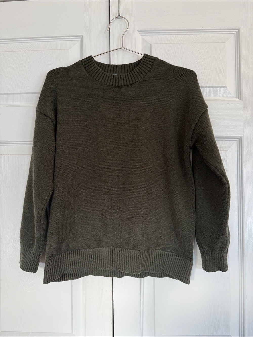 Olive Green Crewneck Sweater - Classic Women's Knit